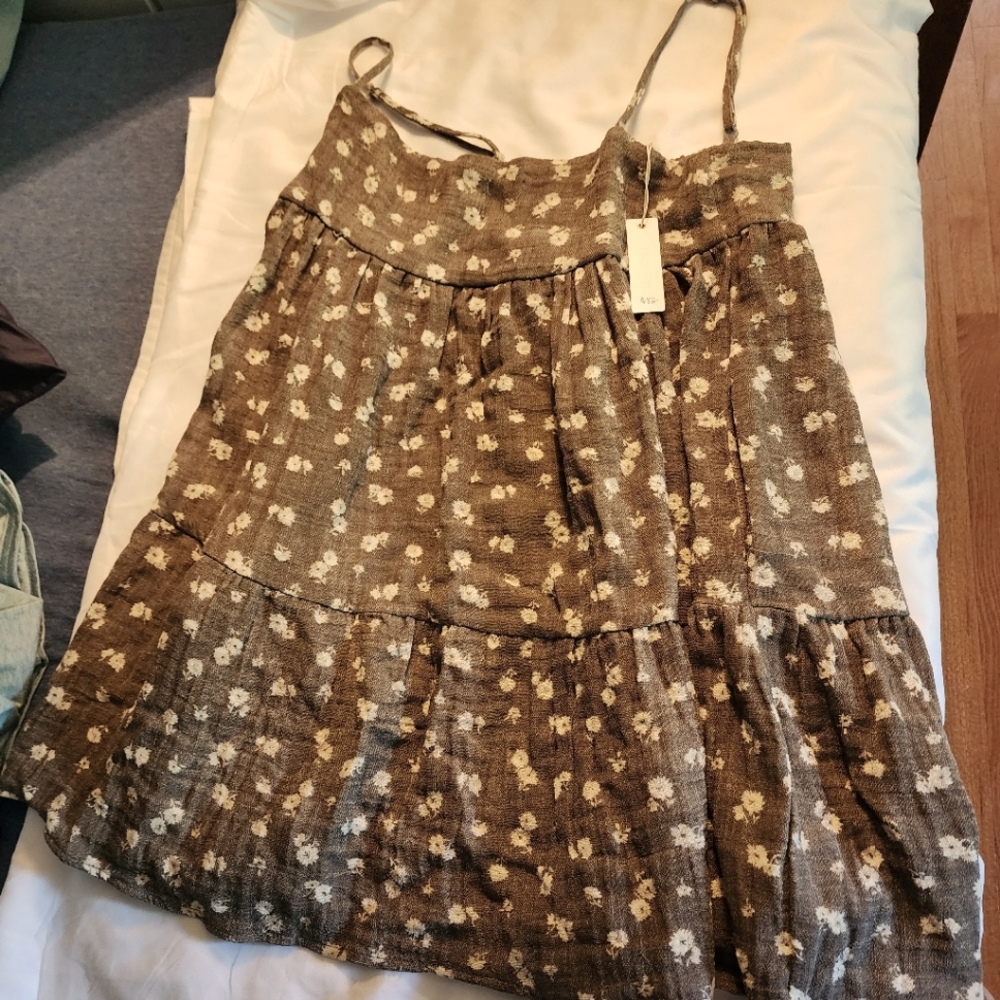 Olivaceous baby-doll spaghetti strap dress